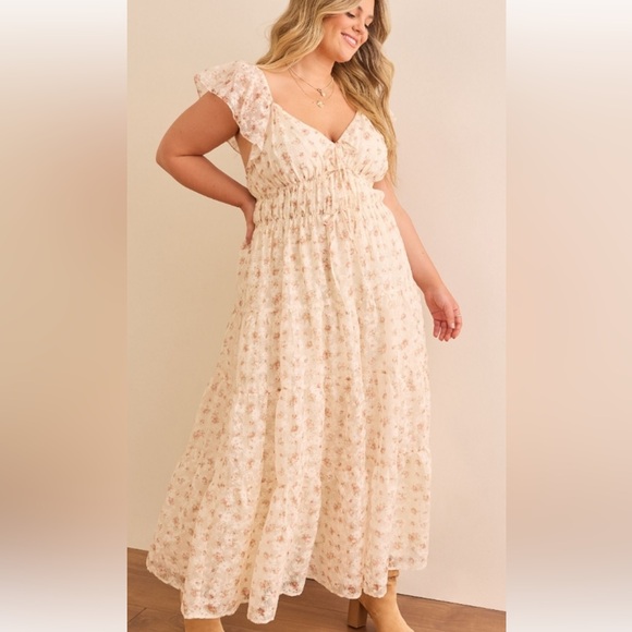 Arula Elisa Chiffon Double Floral Maxi Dress GORGEOUS NWT 0X - Picture 5 of 7